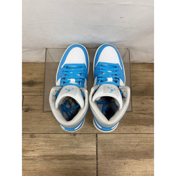 Nike Air Jordan 1 Mid UNC White Blue Silver Sneakers Women's Size 10 - Picture 5 of 10